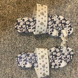 Skull Pattern Sandals with Studded White Straps